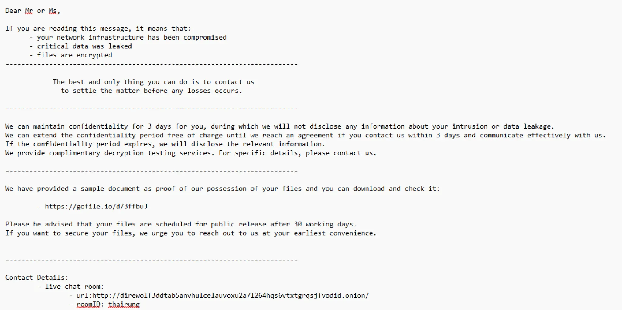 Figure 6: Example of Ransom Note.