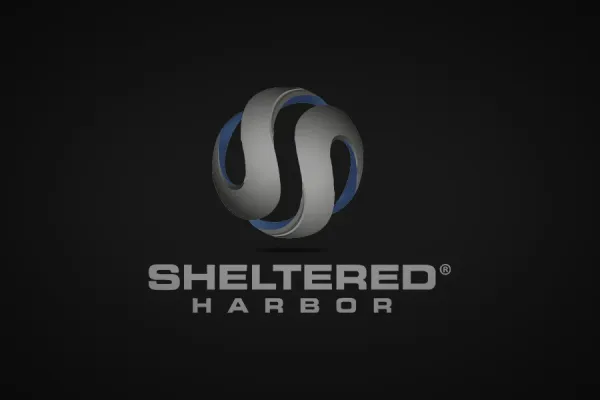 Sheltered Harbor logo on a black background