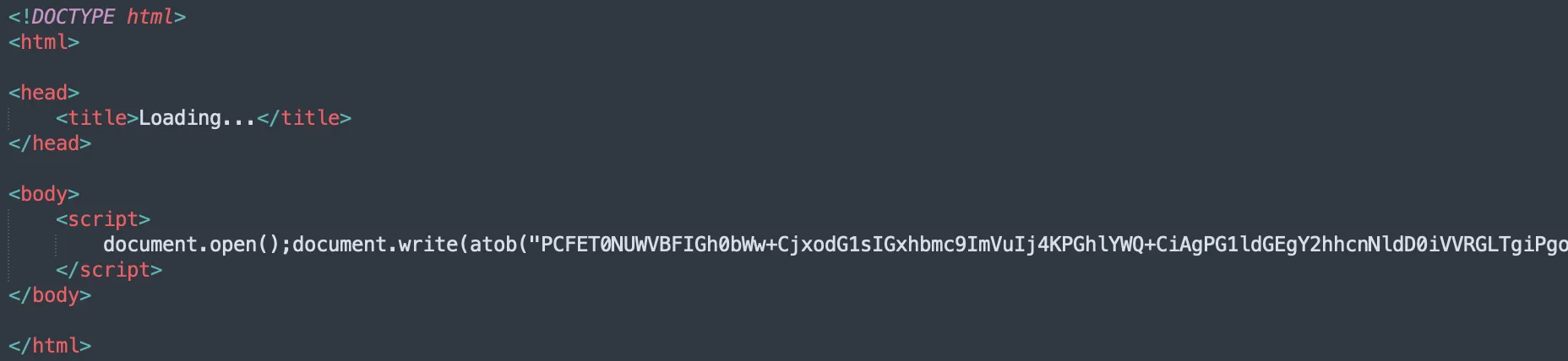 Figure 3: Encoded content of HTML file.