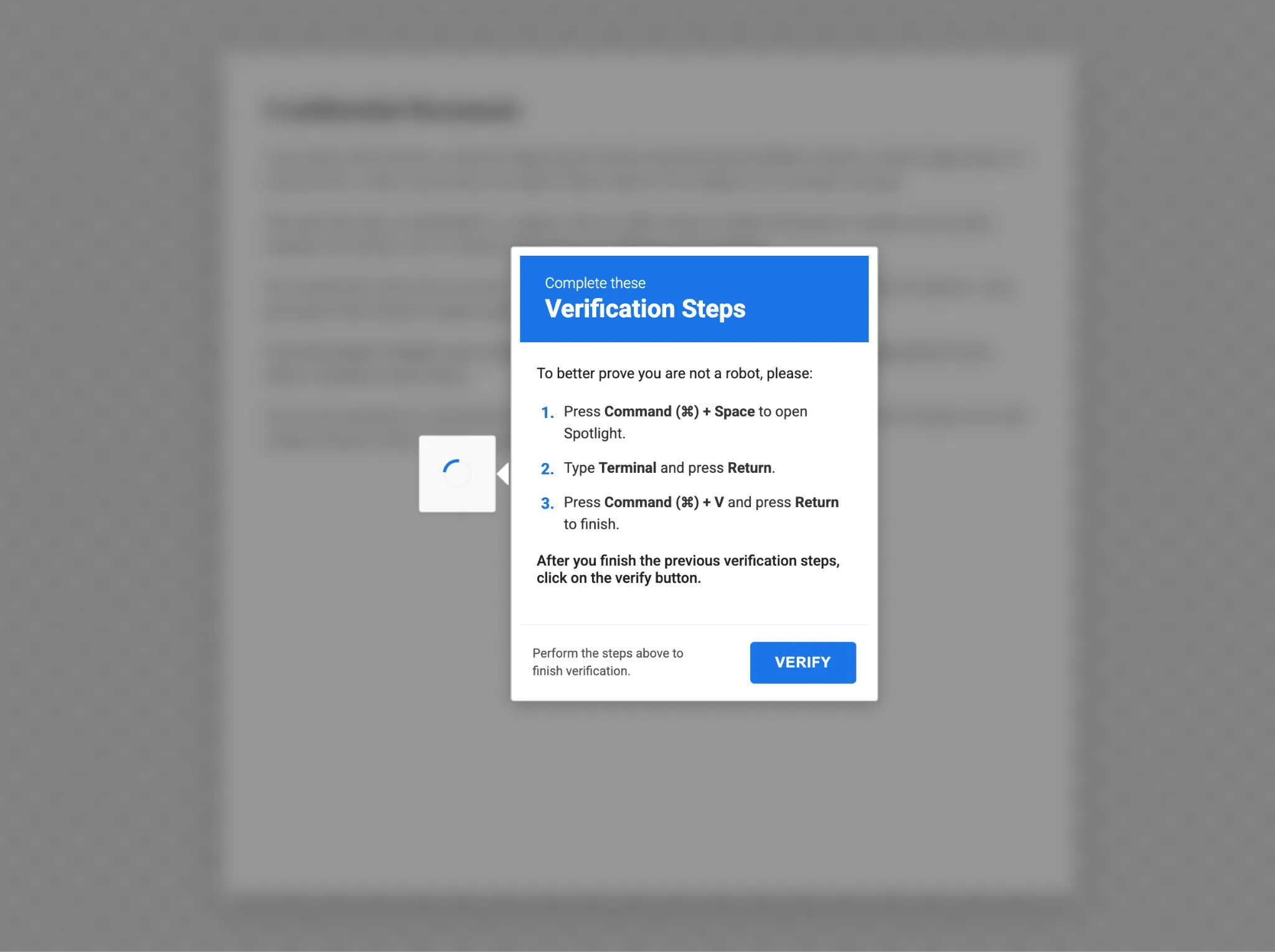 Figure 4: ClickFix CAPTCHA verification lure.