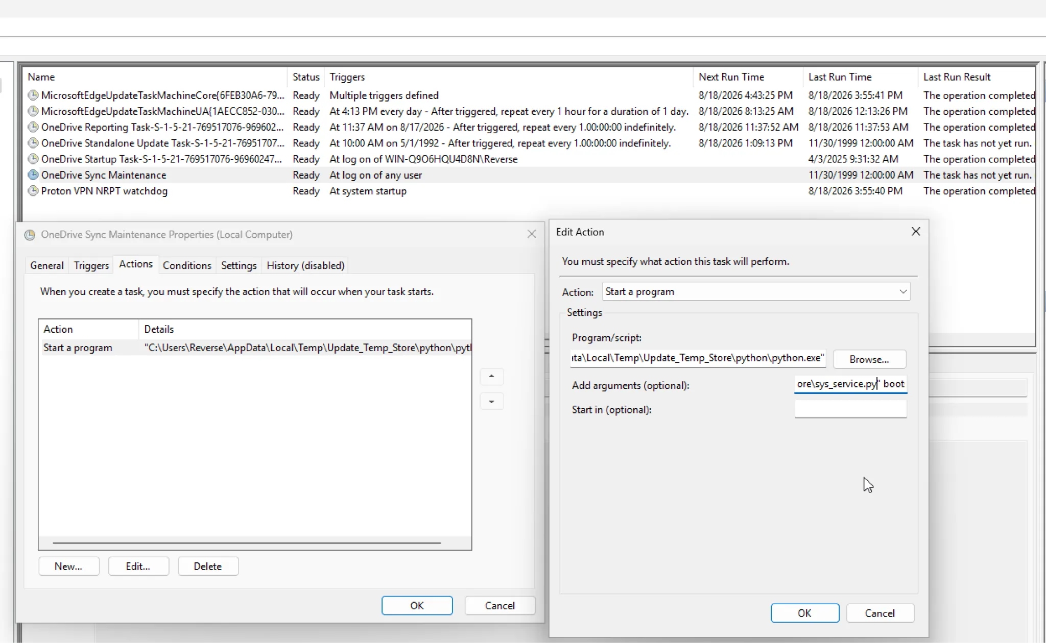 Figure 11: Scheduled Task persistence.