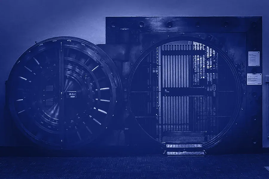 An open bank vault door