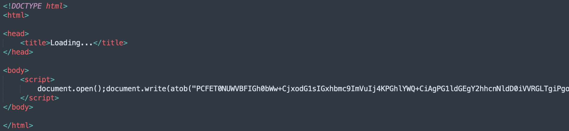 Figure 3: Encoded content of HTML file.
