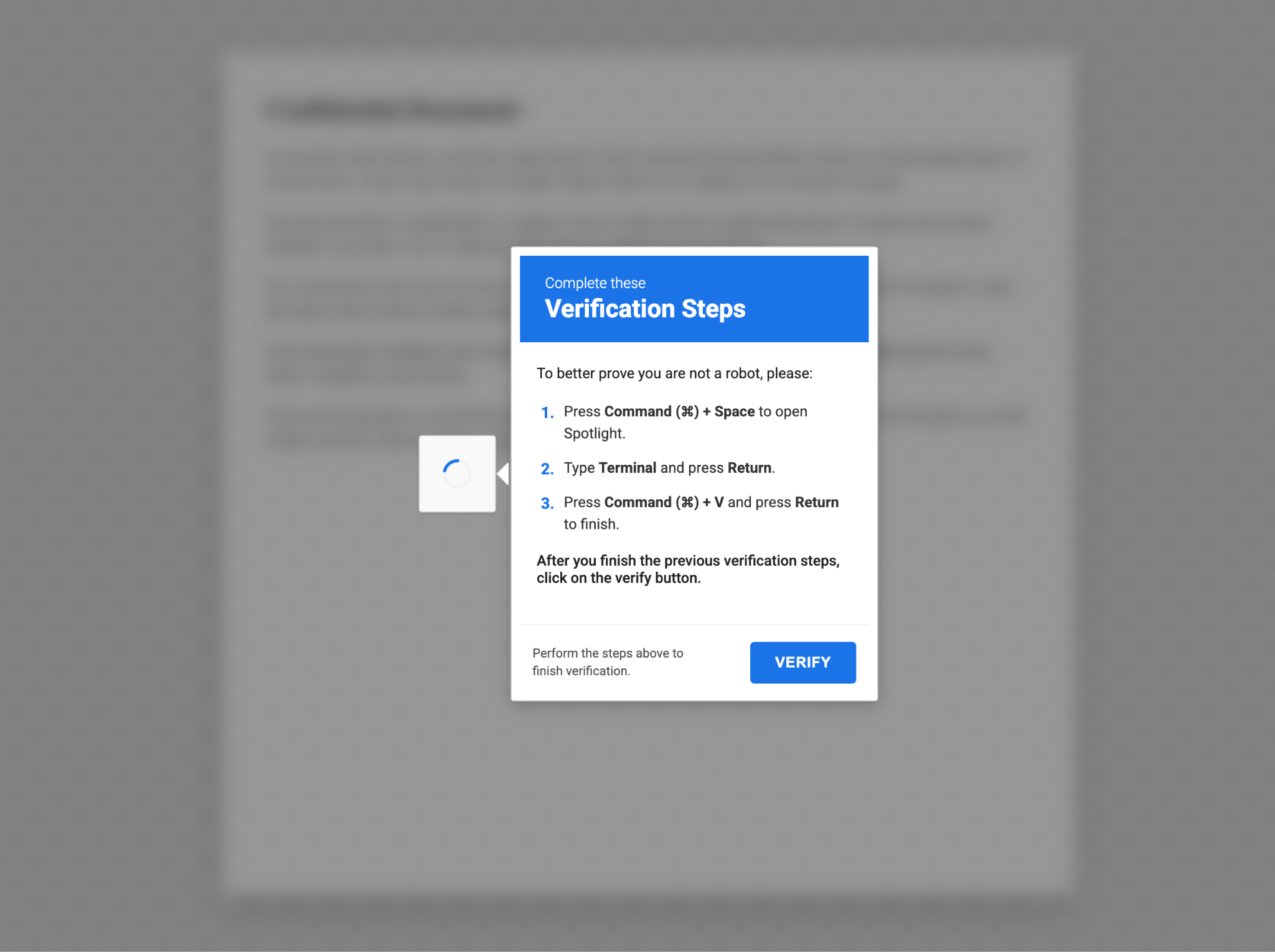 Figure 4: ClickFix CAPTCHA verification lure.