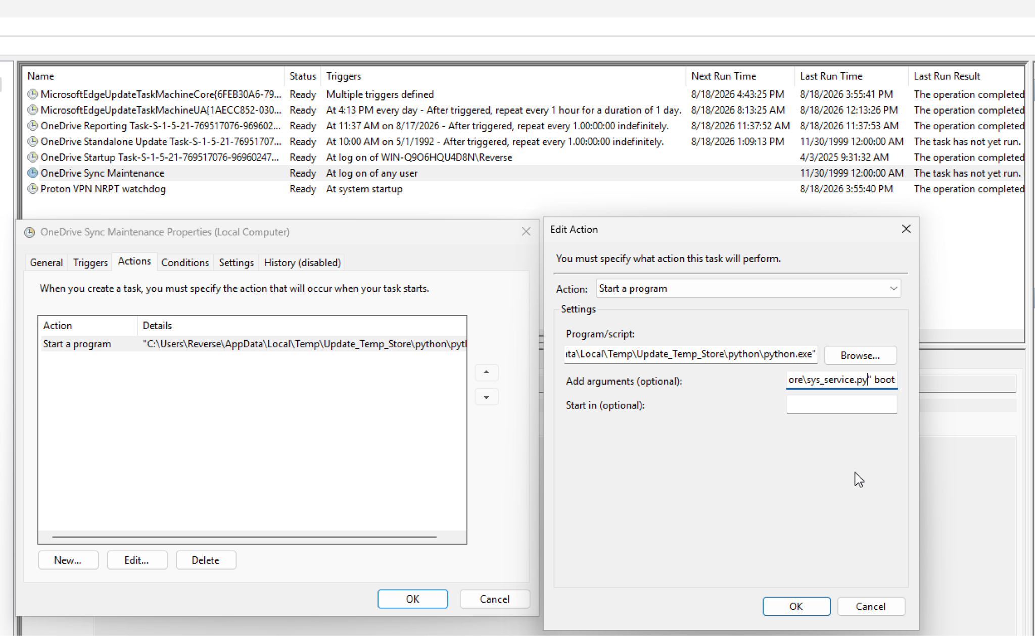 Figure 11: Scheduled Task persistence.