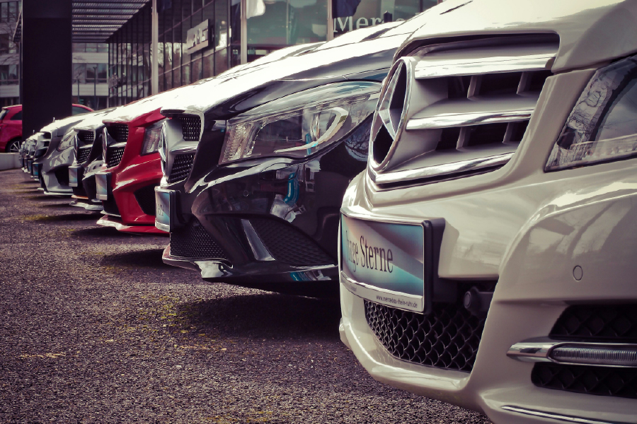 Angled front shot of lined up cars