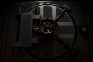 A dark vault door