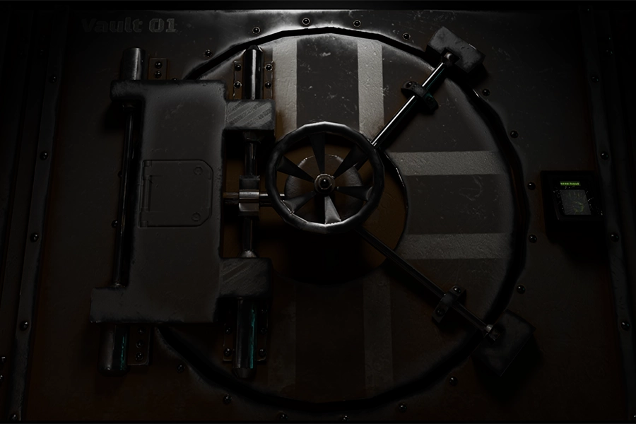 A dark vault door